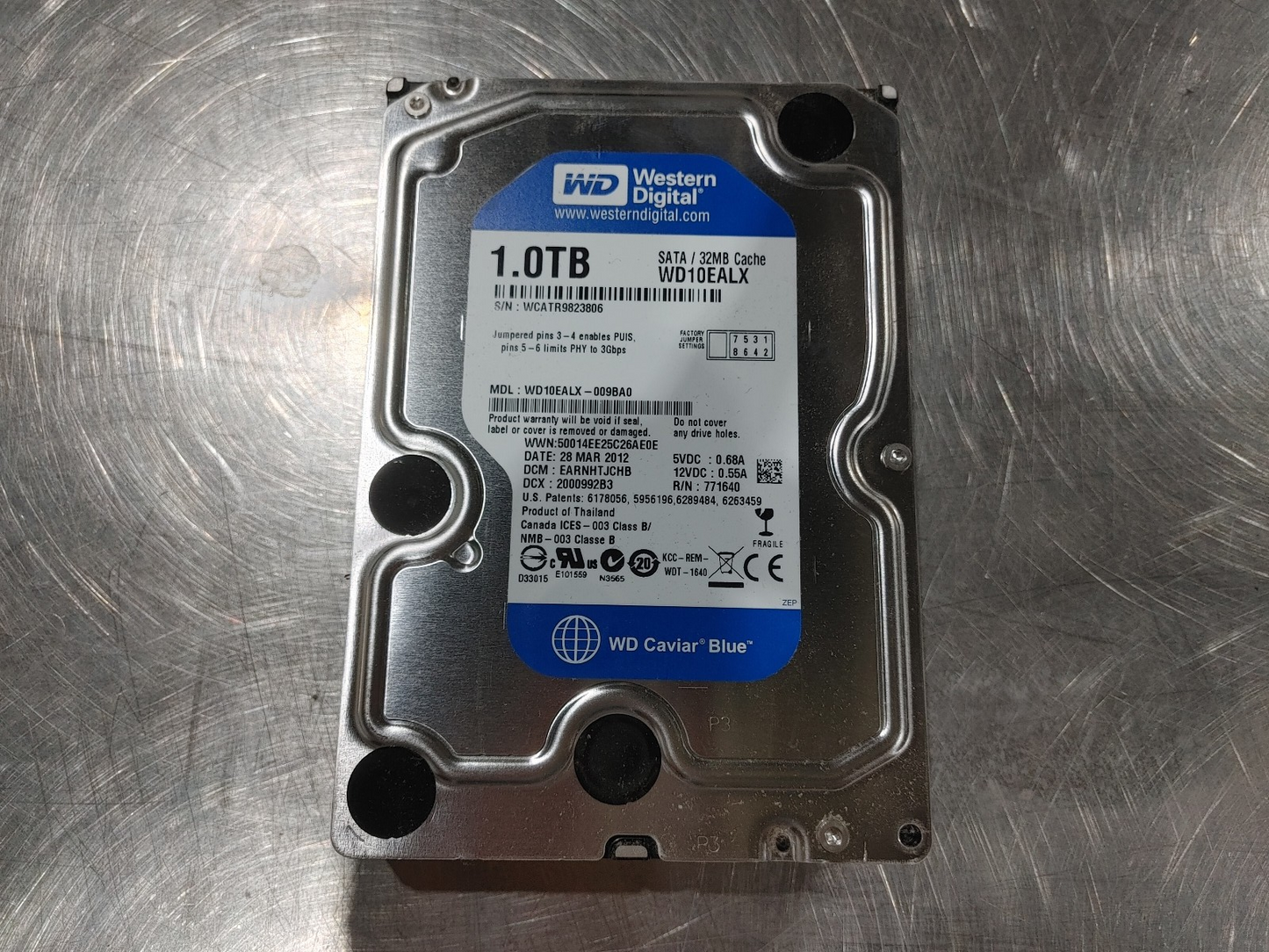 EXCELLENT CONDITION WD 1TB Caviar Blue 7200RPM SATA Storage Drive