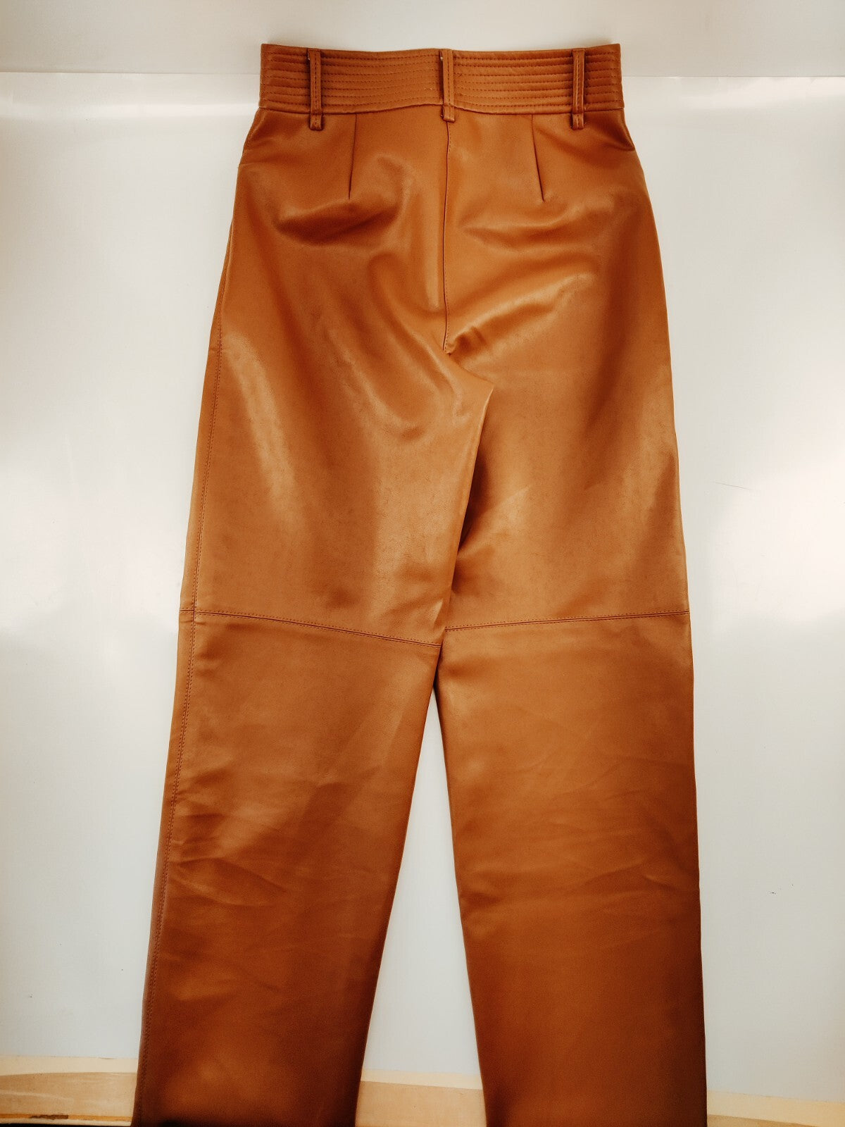 Aritzia Wilfred High Rise Vegan Leather Pants Size 4 In Cognac Brown