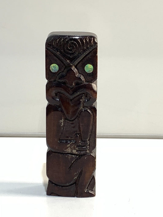 Vintage Maori Carved Wooden Tiki Totem Statue Figure. Rotorua New Zealand