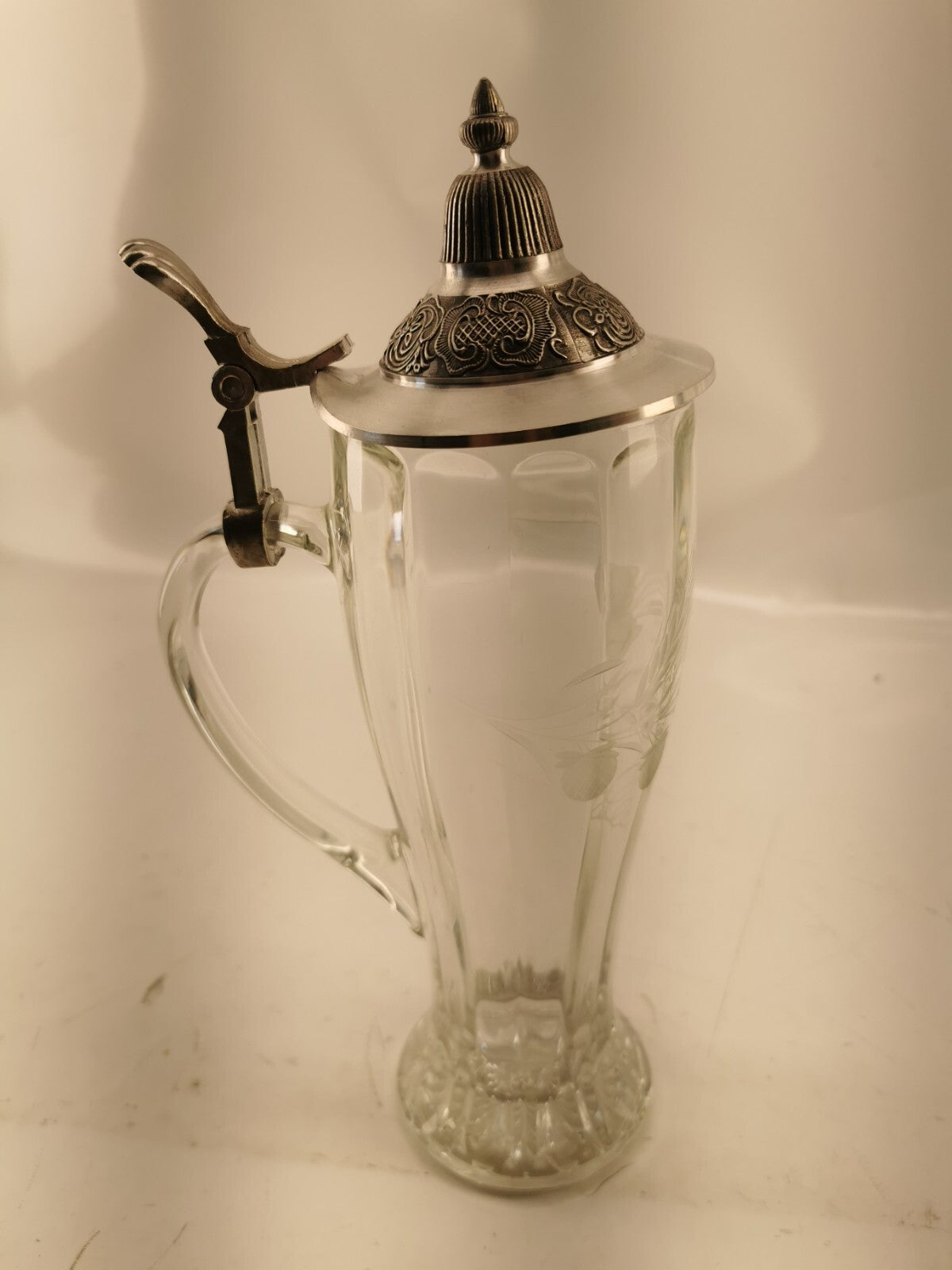 Cut Glass Beer Stein with Lid made in Germany