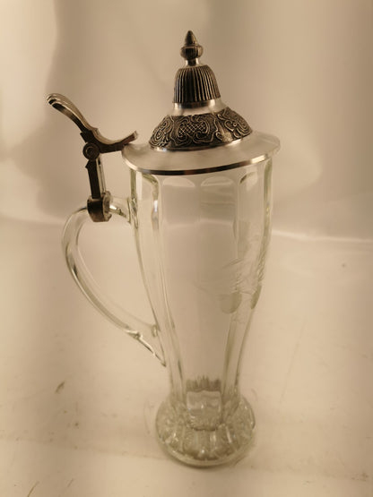 Cut Glass Beer Stein with Lid made in Germany