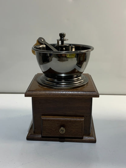 French Style Wood and Metal Coffee Grinder Mill