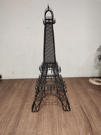 Jewelry Stand Black Metal 32 Hooks for Necklace & Bracelets - Eiffel Tower Paris