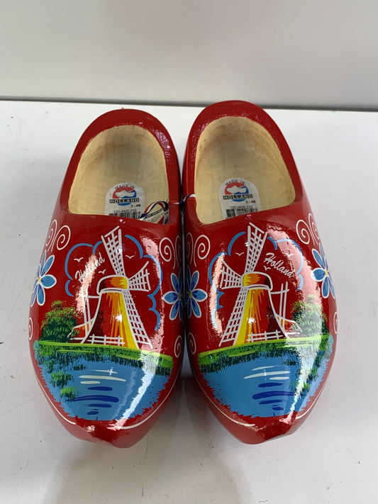 Vintage Holland Carved Wood Shoes Wooden Clogs Hand Painted Windmill Souvenir