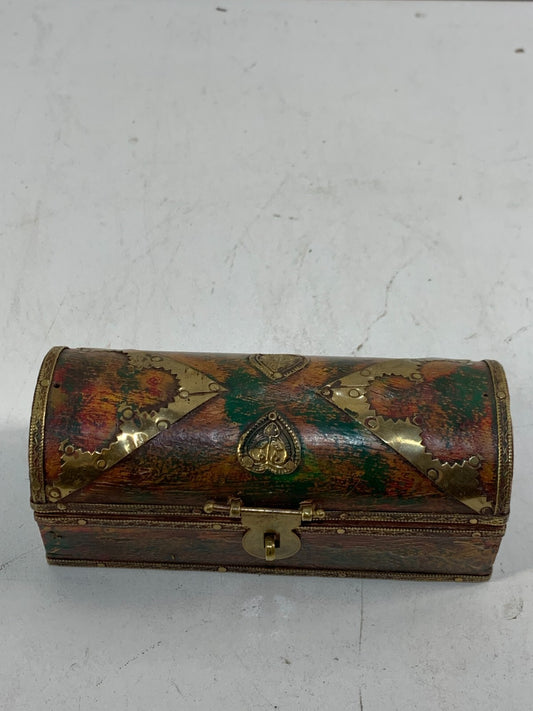 Vintage Look Wooden Jewellery Box With Brass Fittings Beautiful Work