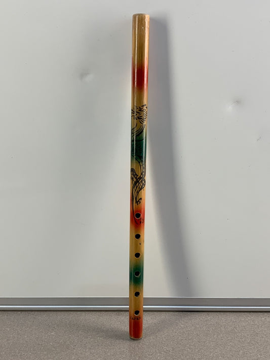 Colorful Bamboo Wood Flute with Dragon Graphics Japan Souvenir