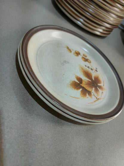 Vintage Denby Cotswold Pottery Plates with Brown Leaves Design