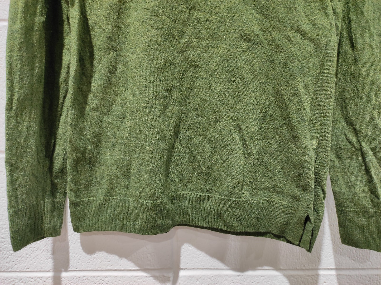 Ellen Tracy 100% Merino Wool Large Rolled Neck Long Sleeve Green L