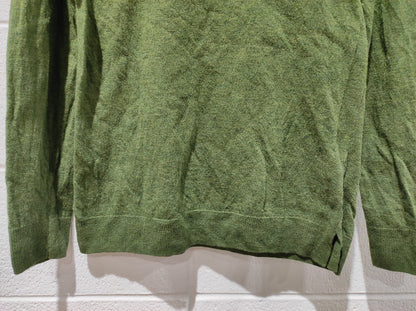 Ellen Tracy 100% Merino Wool Large Rolled Neck Long Sleeve Green L