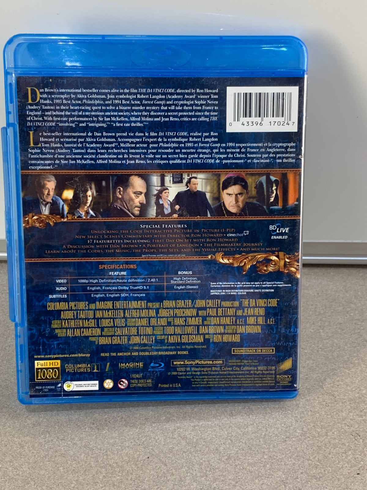 THE DA VINCI CODE (Blu-Ray, 2009) UNRATED EXTENDED CUT 2-DISC SET