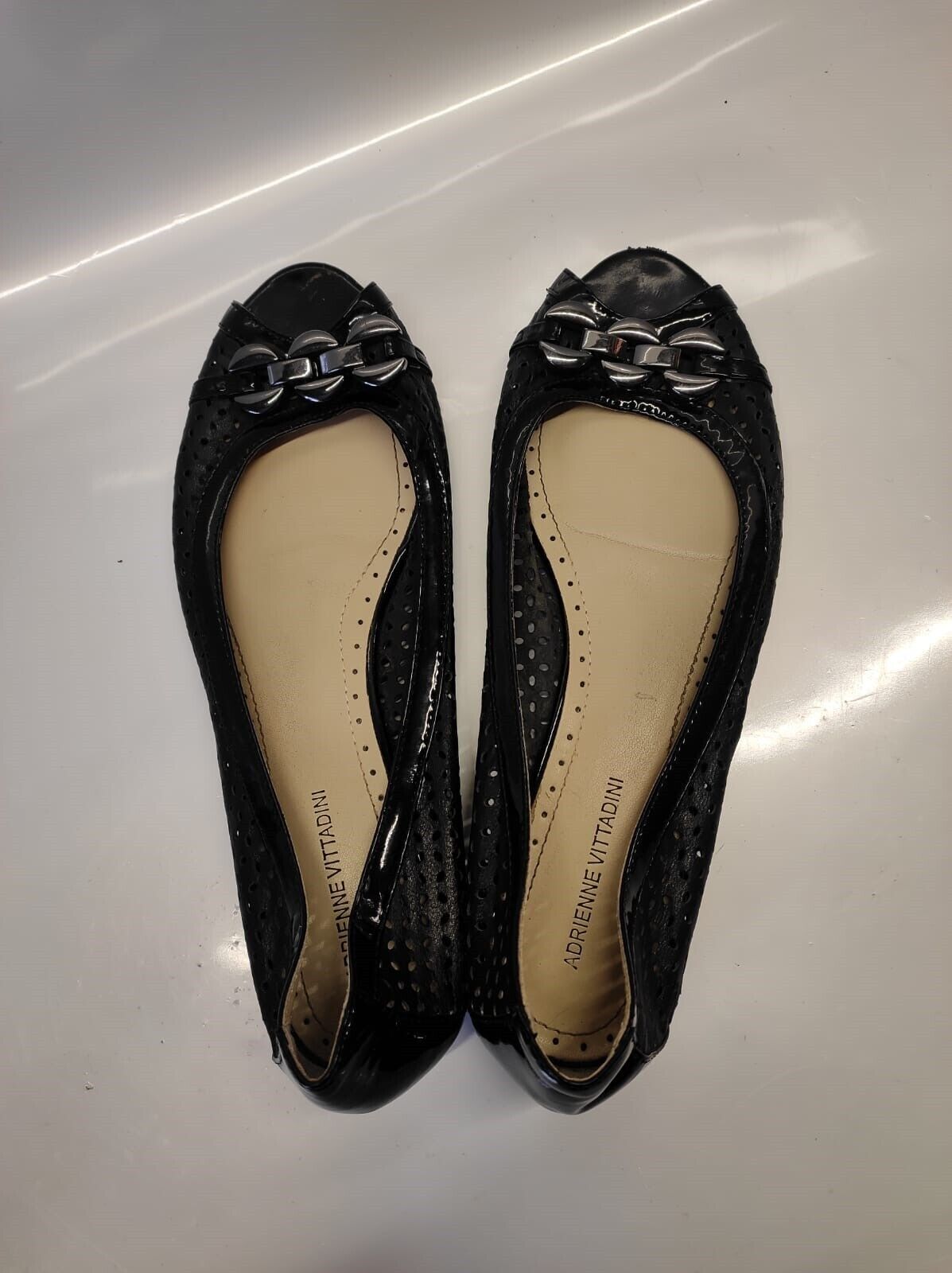 Adrienne Vittadini Black Slip On Flats Shoes Womens Size 8.5