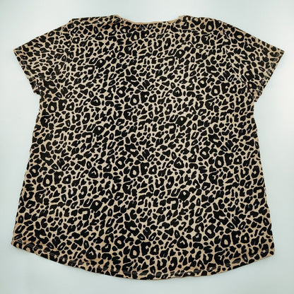 Zara Leopard Print Short Sleeve Shirt Women's Size L