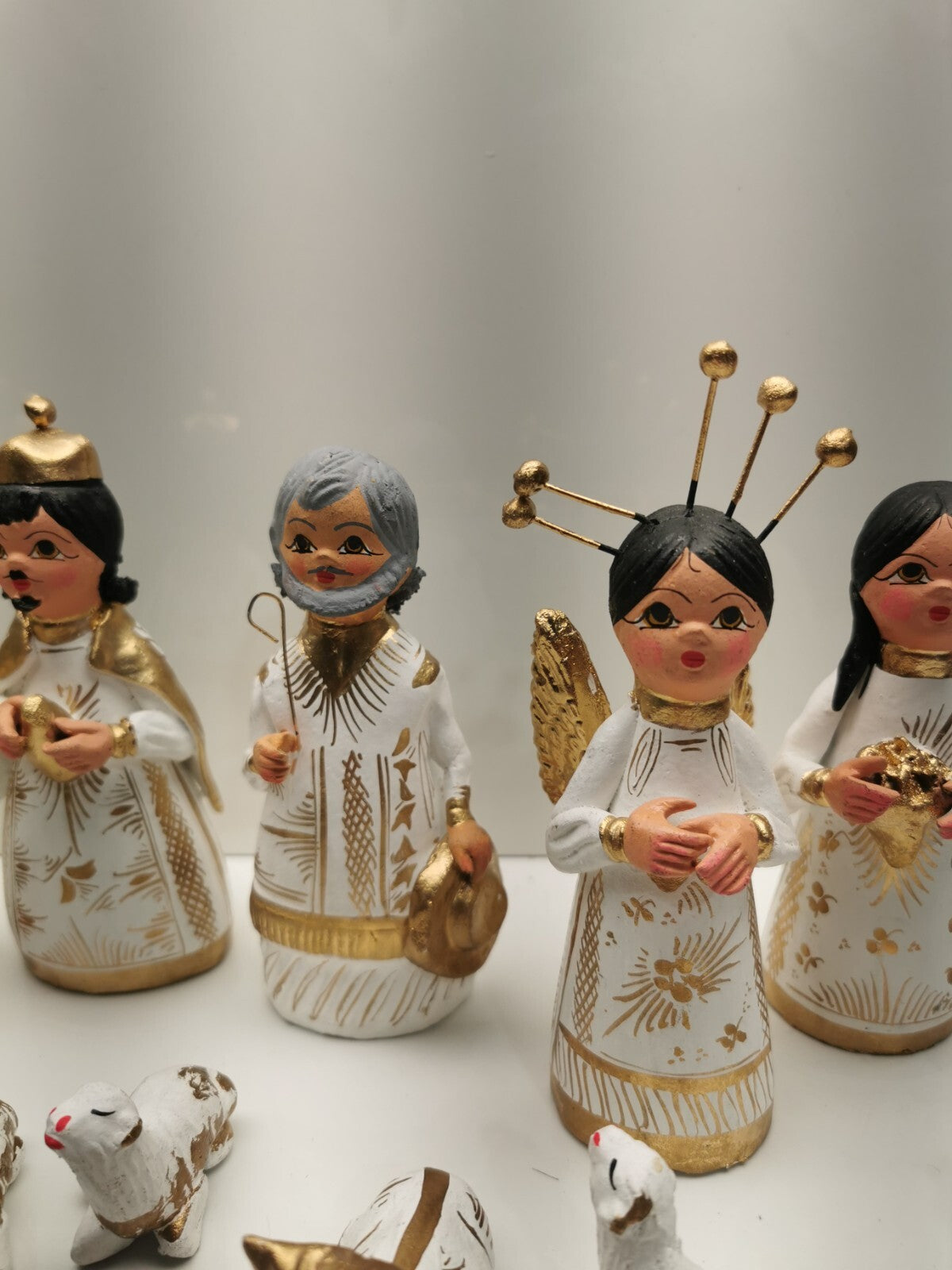 Vintage Tonala Nativity Set Terracotta Folk Art handmade Hand Painted 14 Piece