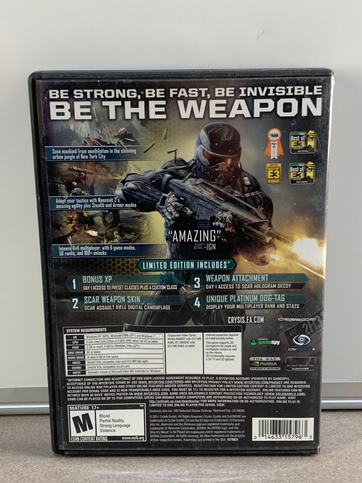 Crysis 2 Limited Edition 2011 PC DVD ROM Video Game Crytek EA