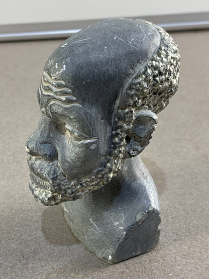 Vintage African Artisan Hand Carved Soapstone Art Sculpture Statue Bust Man