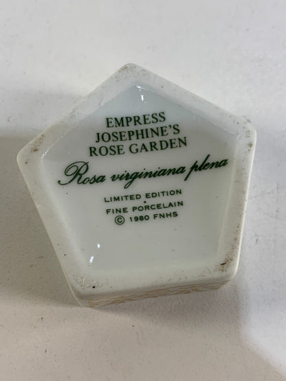 Vintage Empress Josephine's Rose Garden Fine Porcelain Trinket Jewelry Box 1980