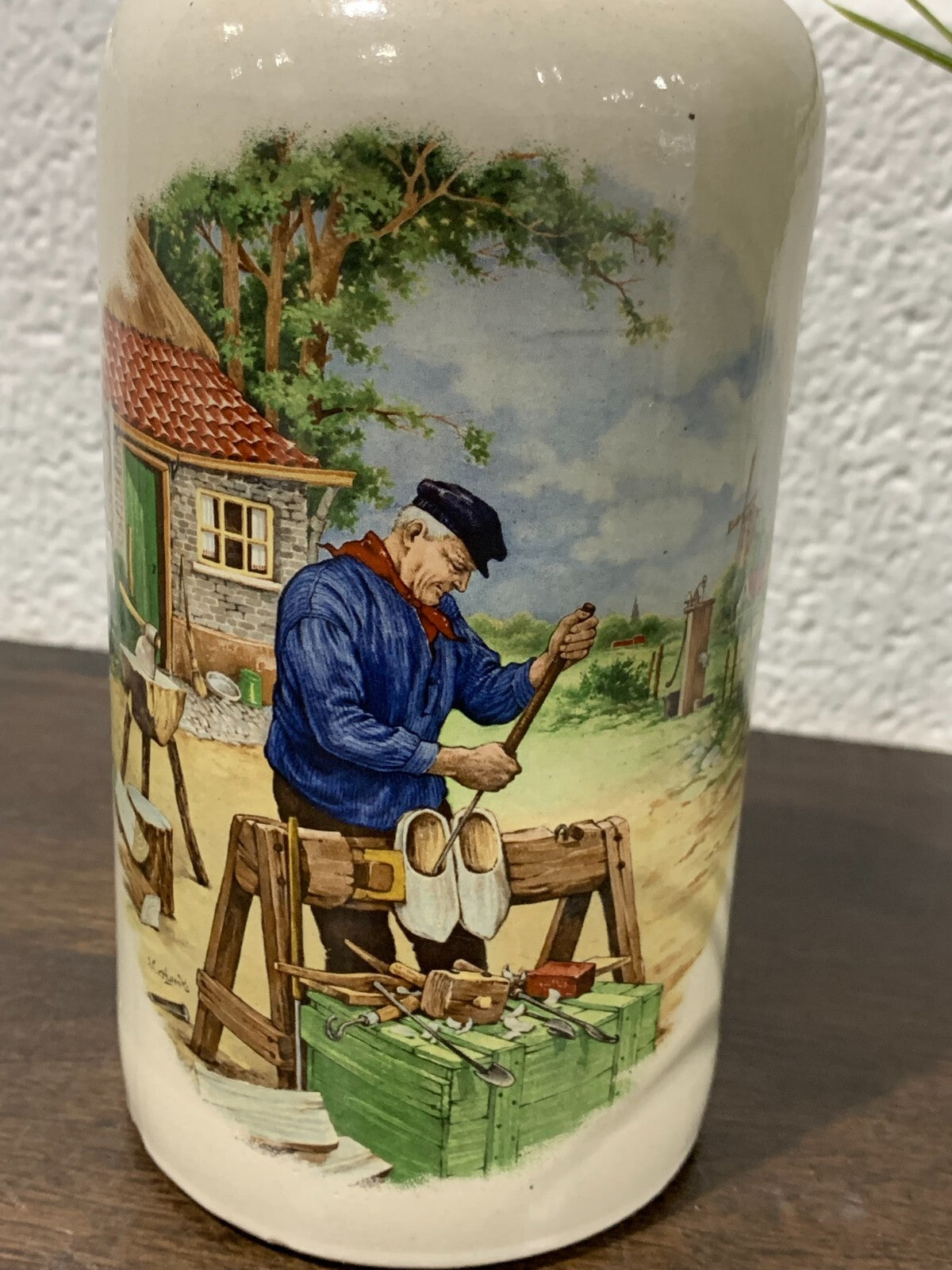 Vintage Wine Bottle MKM Germany Ceramic Signed Pottery