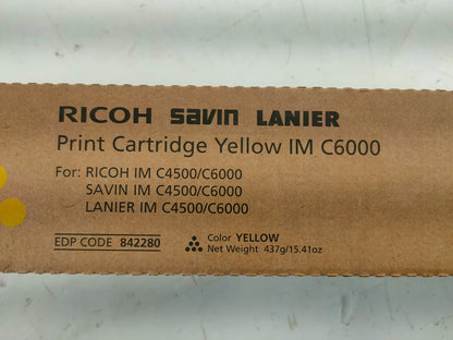 Genuine Ricoh IM C6000 YELLOW Print Cartridge EDP Code 842280.
