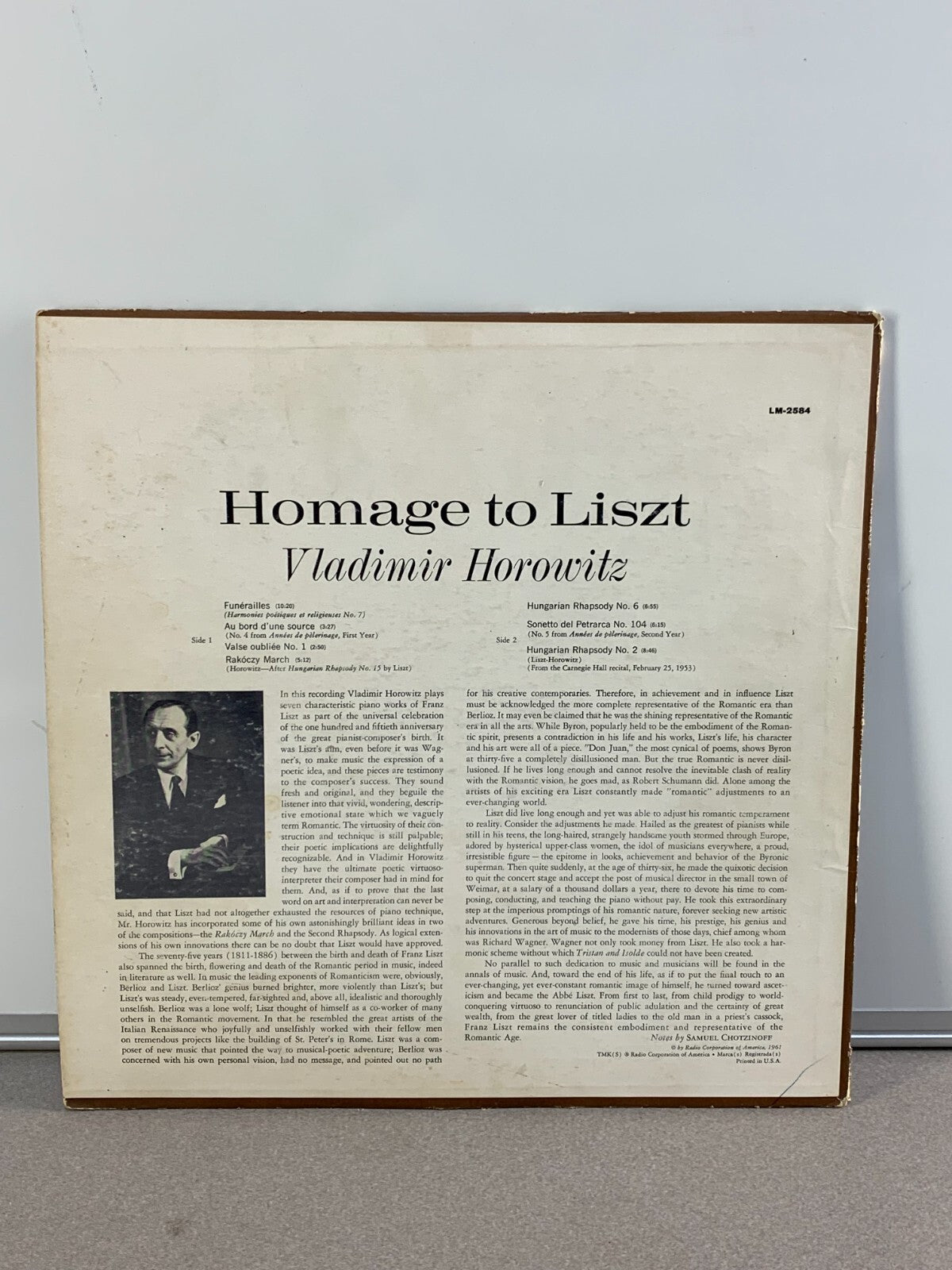 Vladimir Horowitz, Franz Liszt -Homage To Liszt (LP, RE) LM-2584