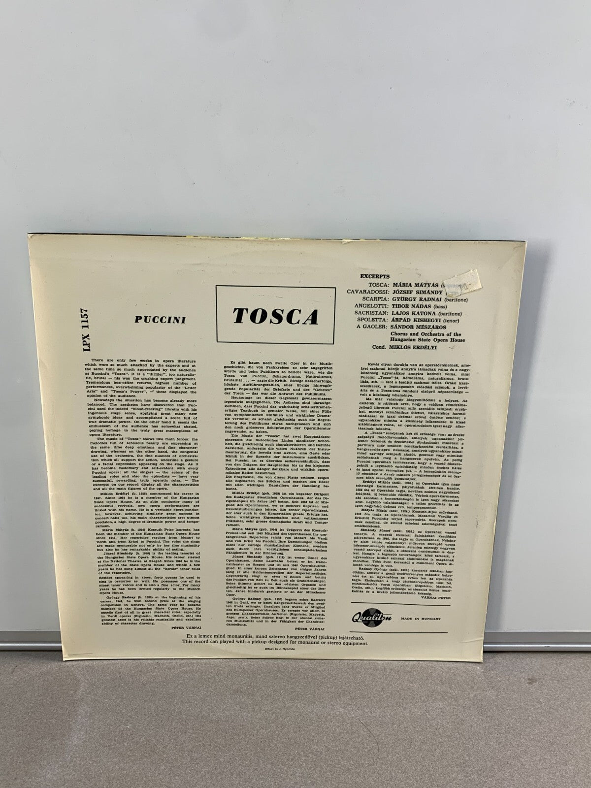 Puccini - Tosca Excerpts - (LP, Vinyl) LPX 1157