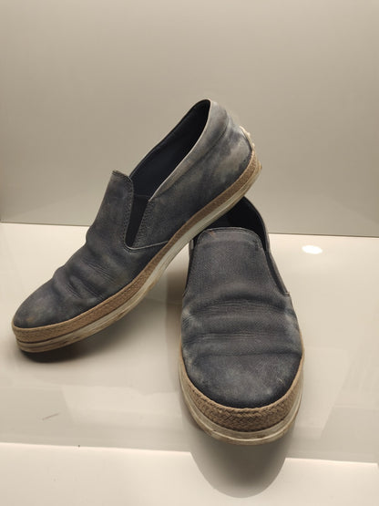 Tods Mens Blue Leather Suede Espadrille Slip-On Sneaker Size - US10