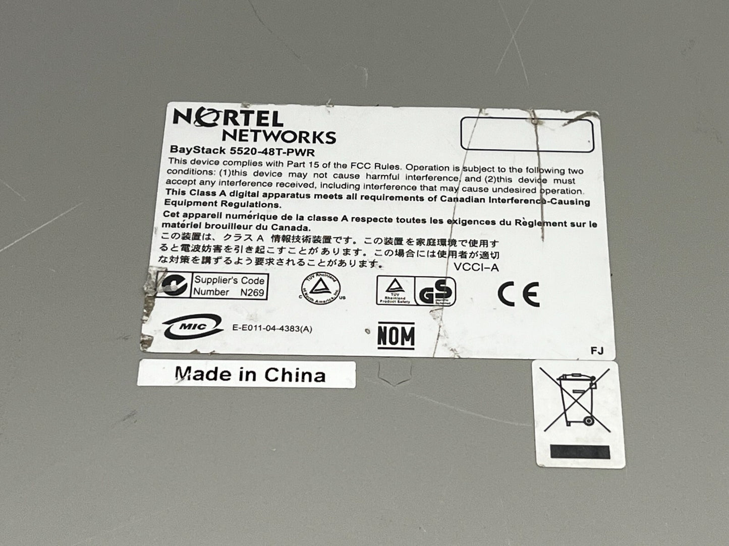 GOOD Nortel Networks AL1001A05-E5 Baystack 5520-48T-PWR Ethernet Routing Switch