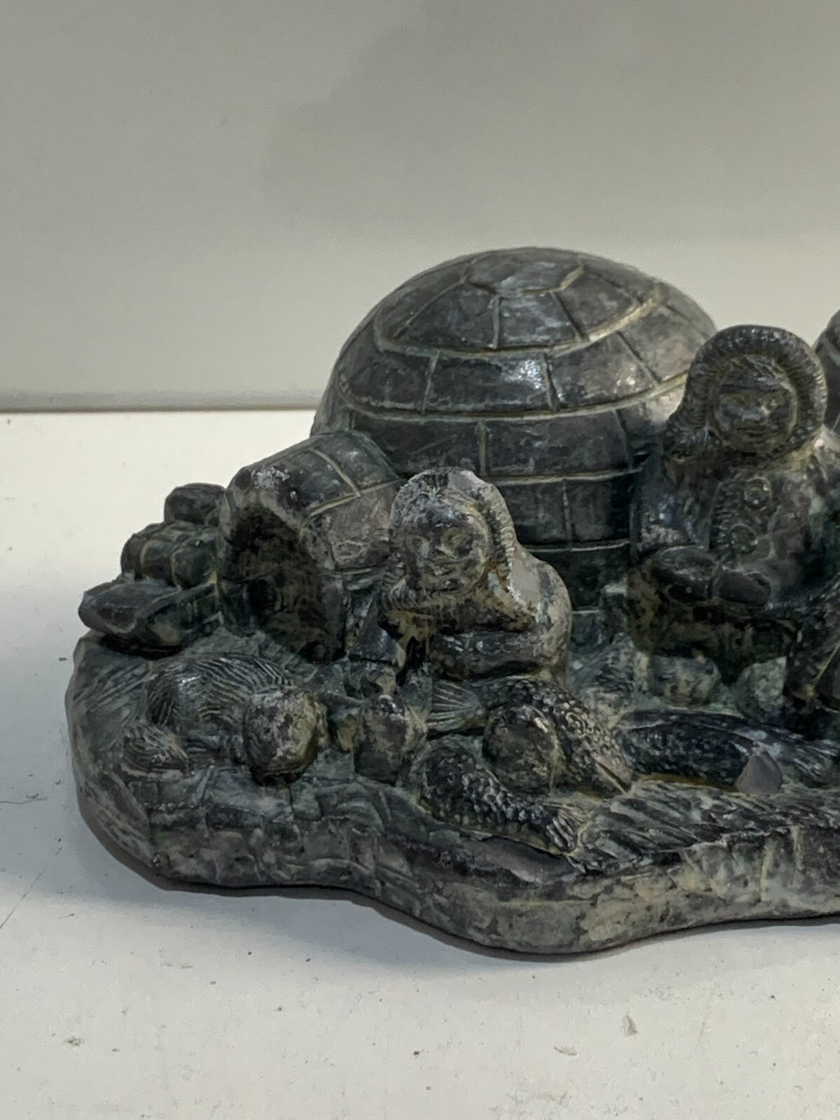 Wolf Original Handmade Sculpture of (Eskimo) Inuit Igloo Family Home. Signed.