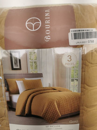 BOURINA Embroidery Quilt Set Coverlet Set 3-Piece Microfiber Bedspread Included