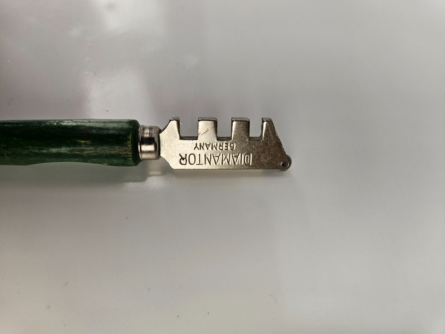 Vintage Diamantor Glass Cutter Made In Germany Green Wooden Handle