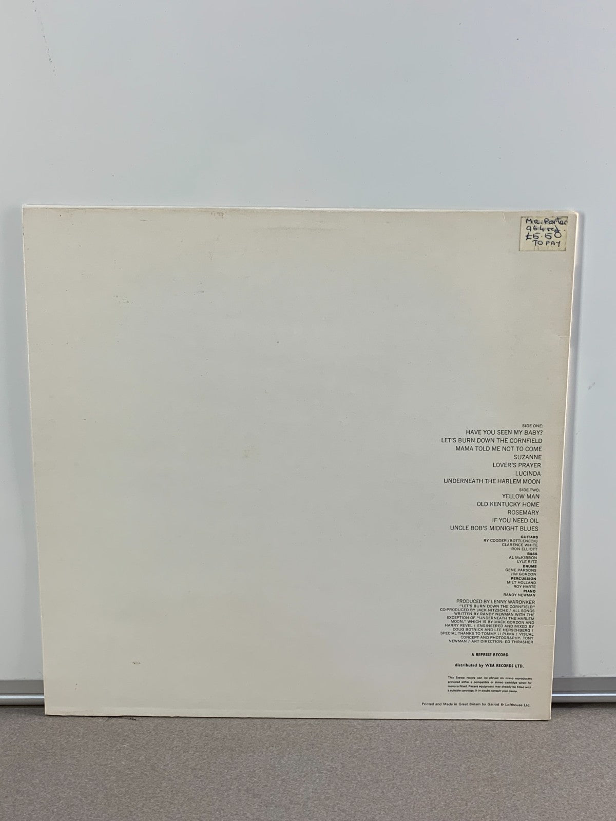 Randy Newman – 12 Songs - LP Vinyl Reprise K44084 - UK Pressing