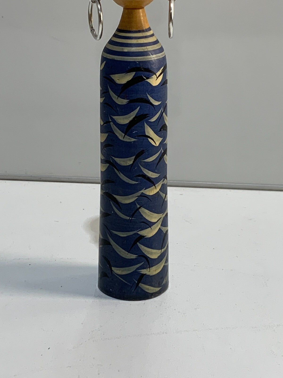Vintage Middle Eastern Hand Painted Wood Figurine Spindle Doll