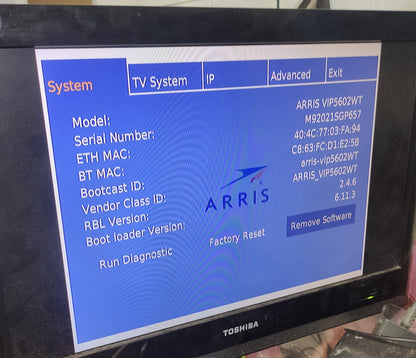 ARRIS VIP5602WT Optik TV 4K PVR with 1TB DVR module Telus With Power Adapter