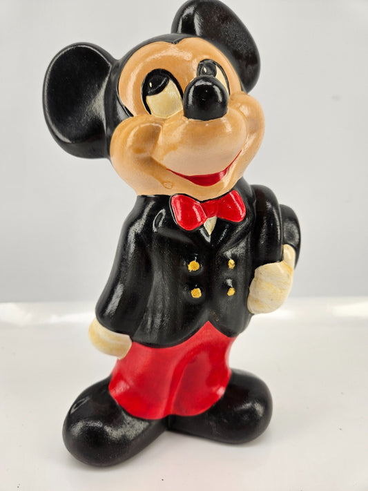 Vintage Mickey Mouse Figurine Walt Disney Productions Hand Painted 9" Ceramic