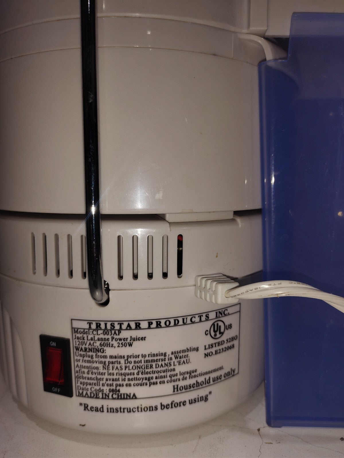 Jack LaLanne's Power Juicer Juicing Machine Model CL-003AP