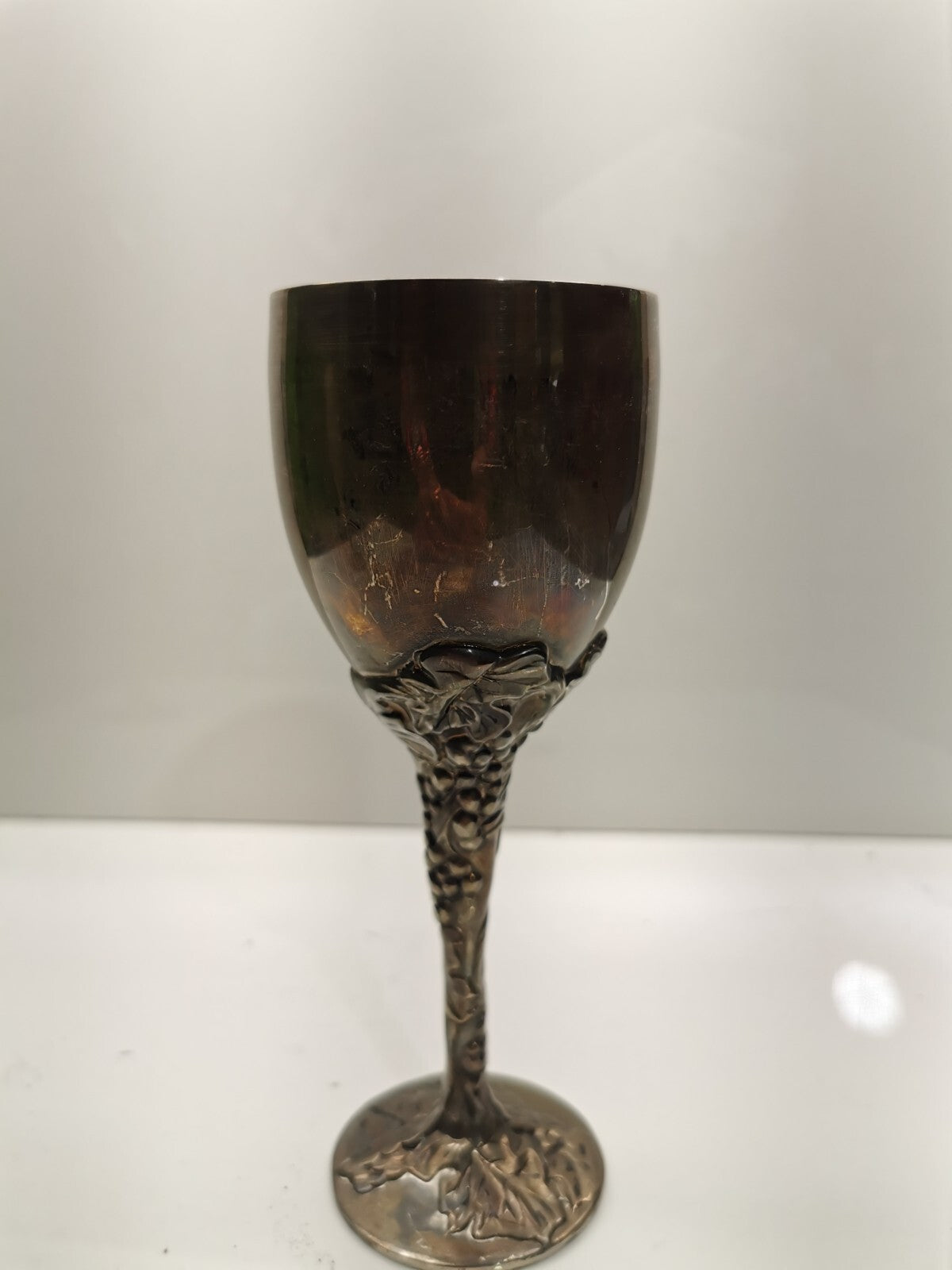 Two Godinger Silver Art Co. Sliver Tone Grape Vine Globlet Chalice Wine Cup