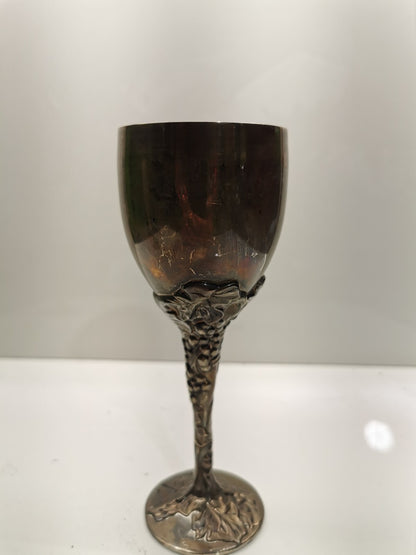 Two Godinger Silver Art Co. Sliver Tone Grape Vine Globlet Chalice Wine Cup