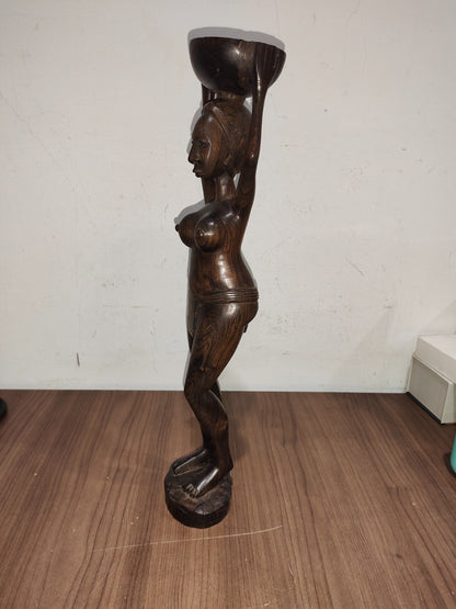 Vintage Nude Balinese Klungkung Wood Wooden Carving Woman Bali Carved 20-Inches