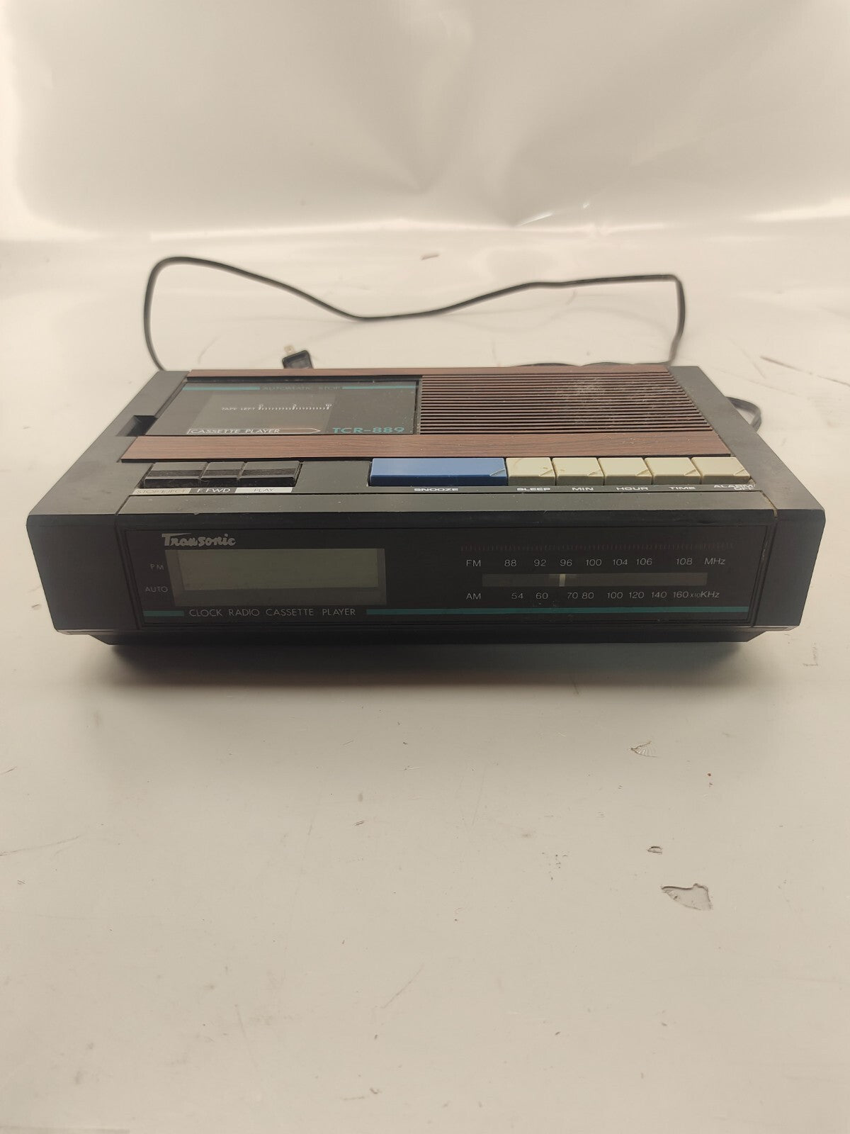 VTG Transonic AM/FM Clock Radio Cassette Recorder Clock & Alarm