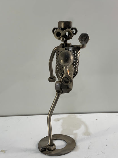 Football Playing Metal Tool Robot Display 10 inches