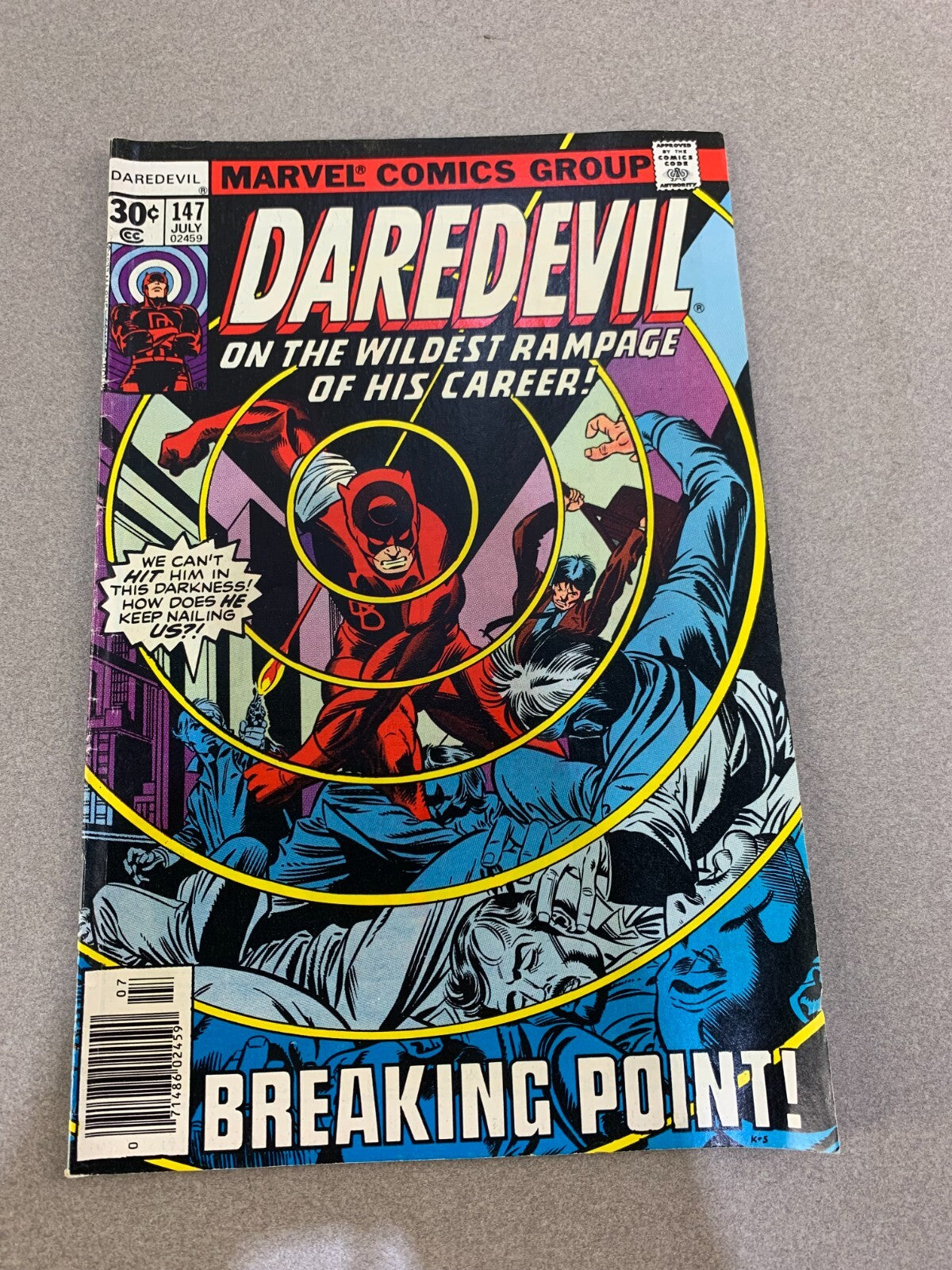 Daredevil #147 (1977) VF – Marvel Comic Book Purple Man, Jim Shooter (Newsstand)