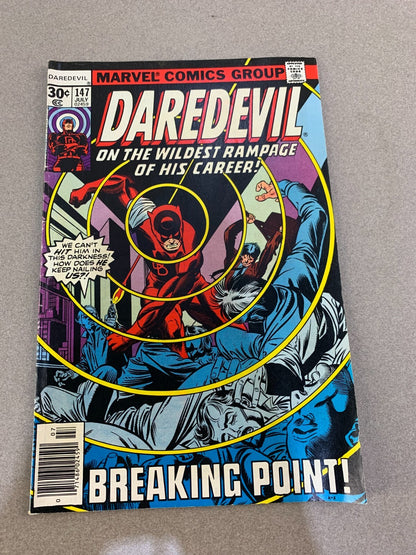 Daredevil #147 (1977) VF – Marvel Comic Book Purple Man, Jim Shooter (Newsstand)