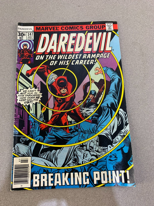 Daredevil #147 (1977) VF – Marvel Comic Book Purple Man, Jim Shooter (Newsstand)