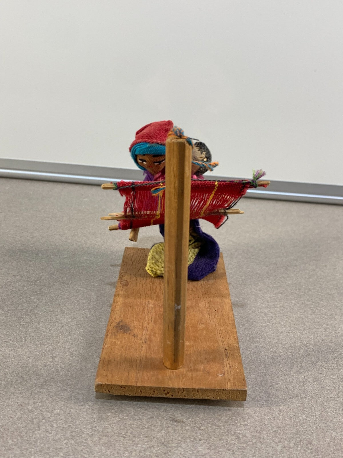 Guatemalan Folk Art Hand Made Rug Weaver Fabric Doll Diorama Vintage