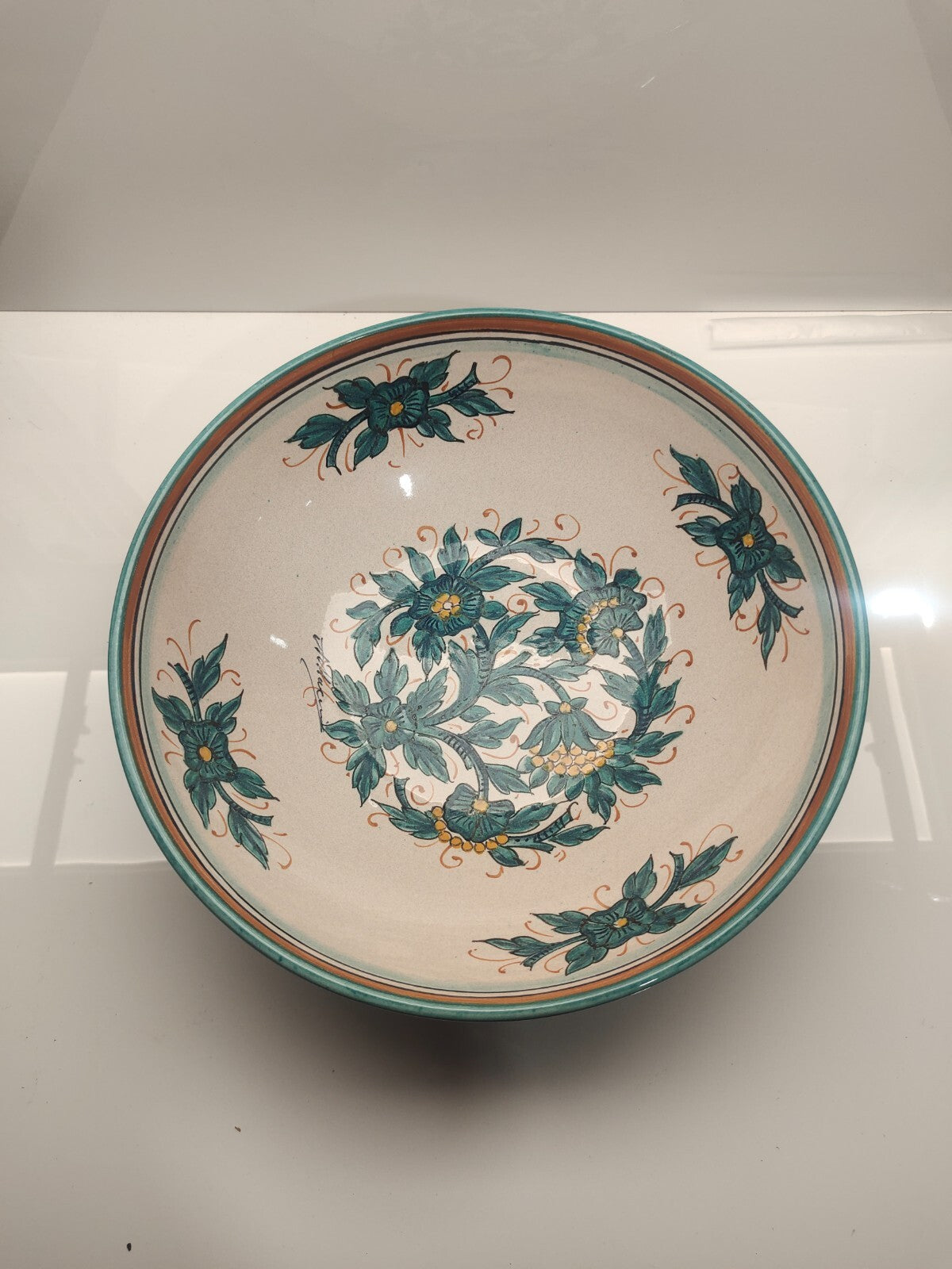 Vintage Printed Bowl Green and White - Set of 2