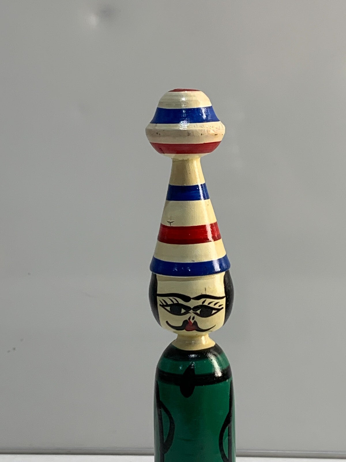Vintage 1970s EGYPTIAN SPINDLE PEG DOLL Hand Painted Wood Figurine