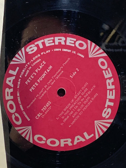 Pete's Place Pete Fountain LP Record Coral Records, CRL57453 Jazz Vinyl Music