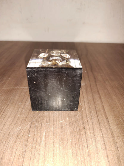 Vintage Acrylic Lucite Floating 1978 Pennies Penny Cube Square