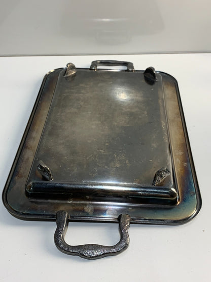 Silverplate 2 Handle Tray Footed Beautiful Design Etched
