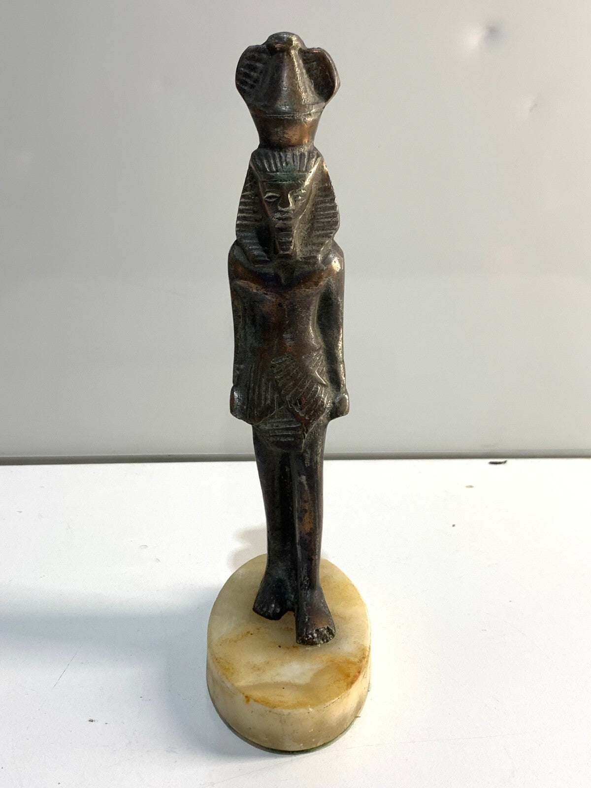 Vintage Brass Egyptian Pharaoh Statue MARBLE BASE