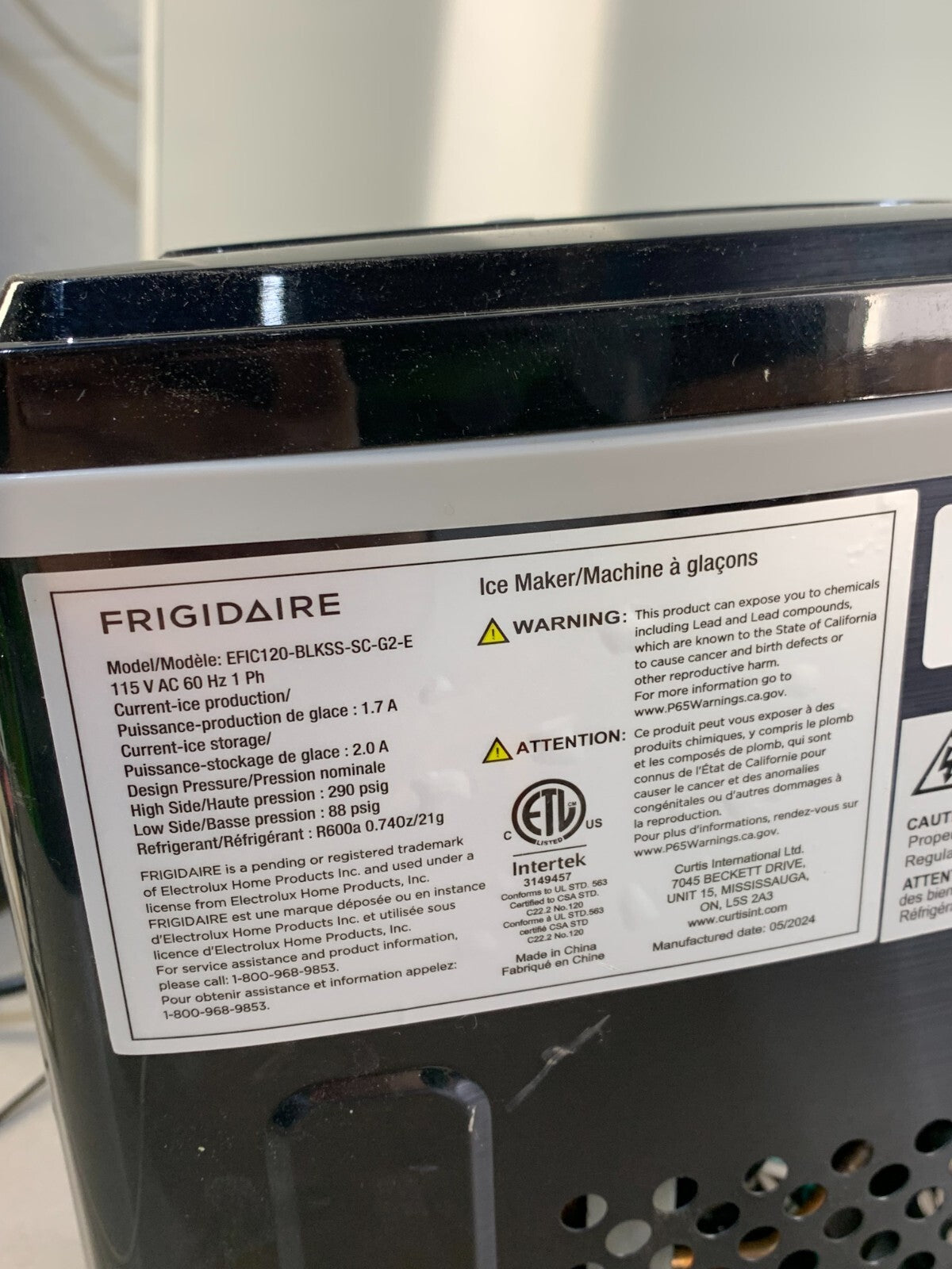 Frigidaire Self-Cleaning Ice Maker, Stainless Steel, Black